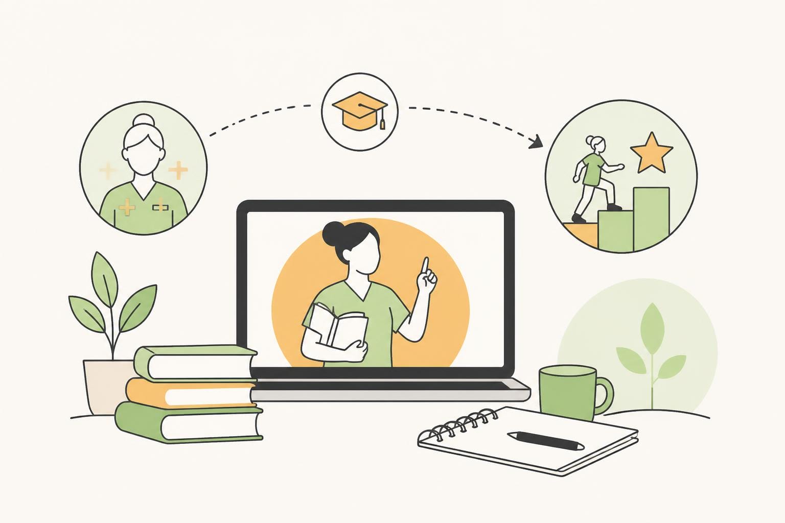 Illustration zum Beitrag: Pflegeberuf – Effektiv und schnell online lernen
