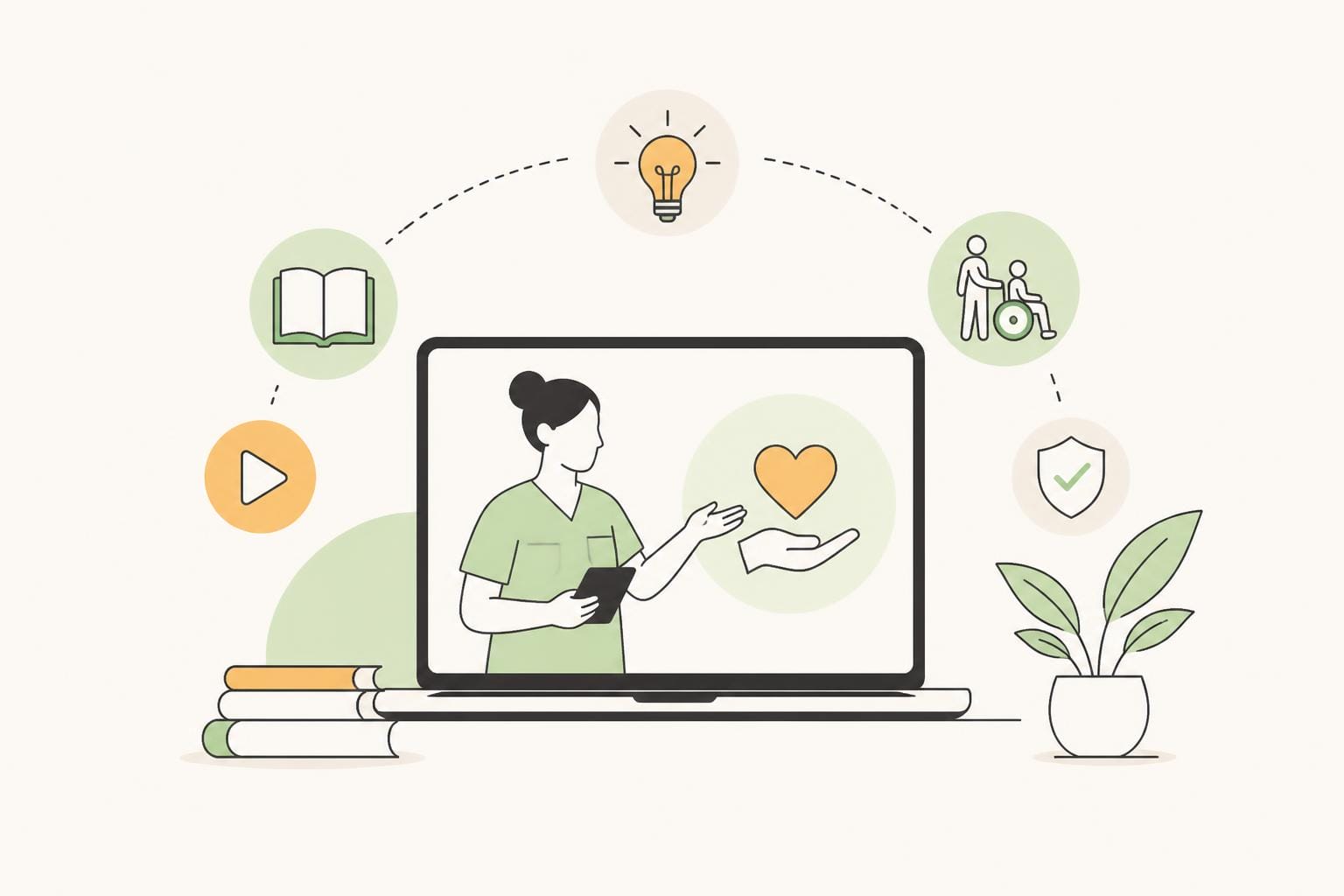 Illustration zum Beitrag: Online- Lerninhalte für Pflege- und Altenpflegekräfte
