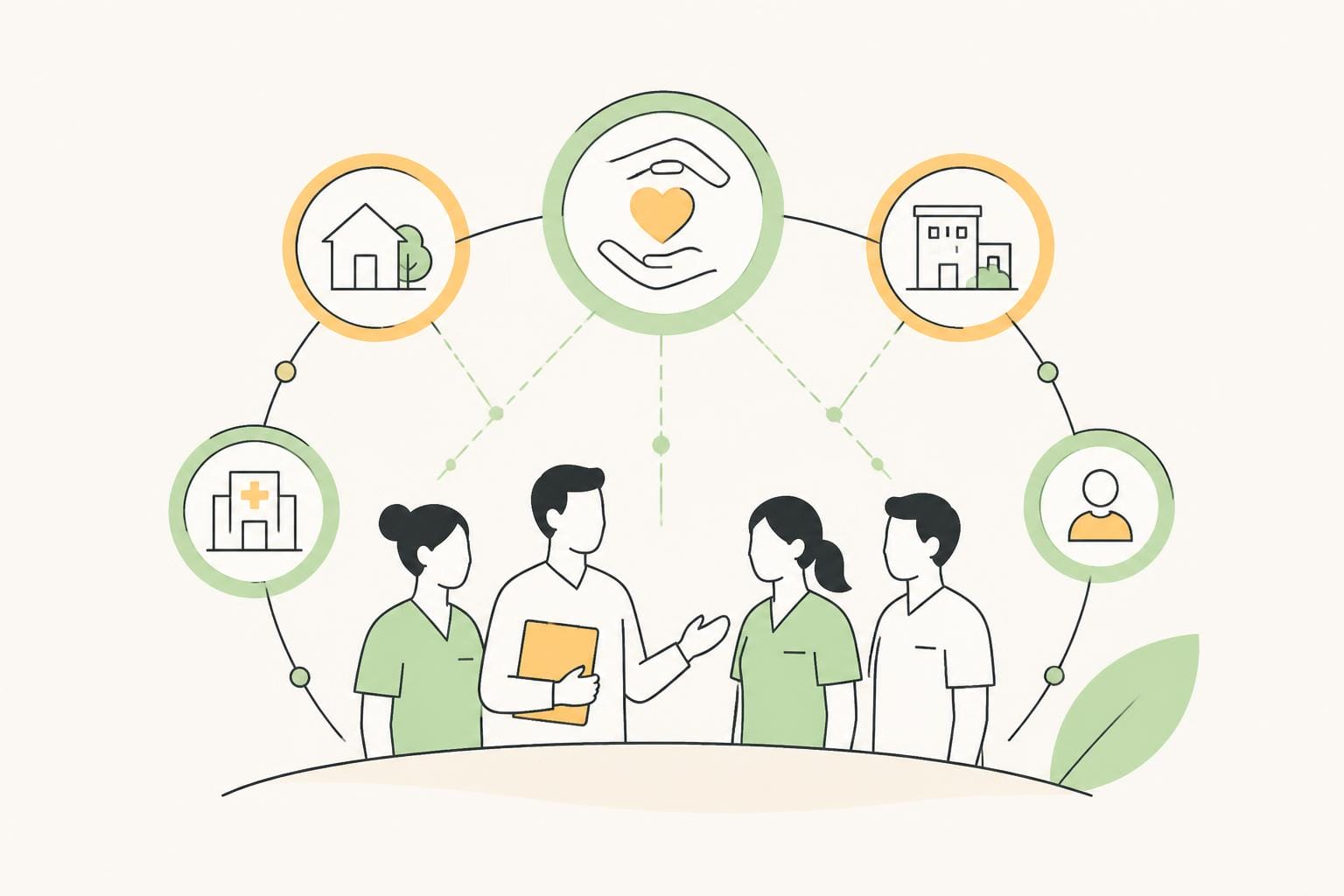 Illustration zum Beitrag: Überleitungsmanagement – Vernetzung als zentrales Thema in der Pflegelandschaft