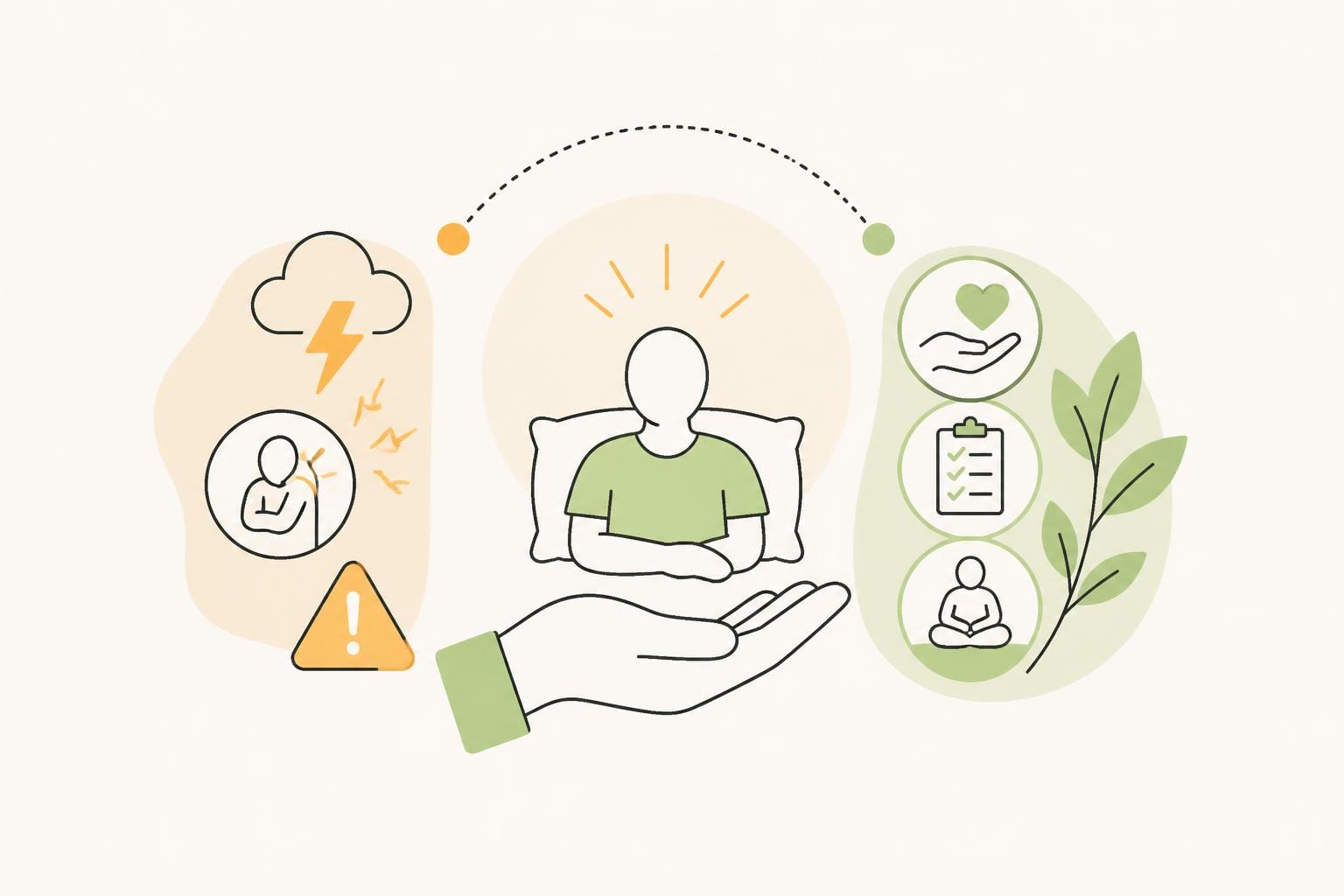 Illustration zum Beitrag: Pflege bei Schmerzen Teil 3 – Maßnahmen und Standardfehler