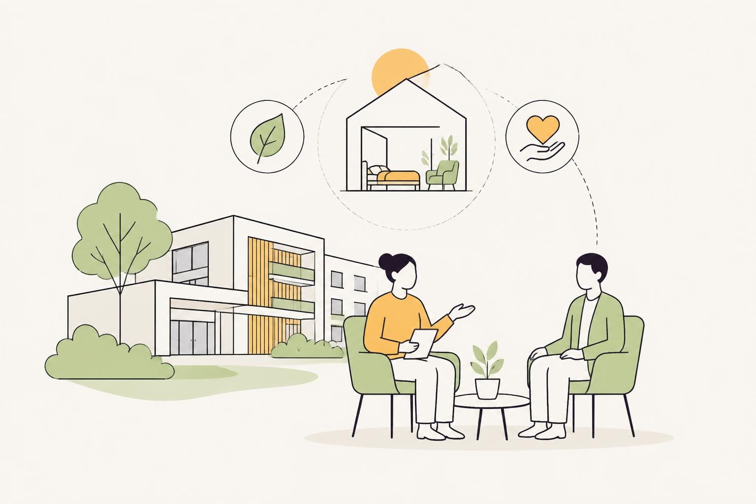 Illustration zum Beitrag: Architektur und Pflege- Interview mit Immobiliencoach