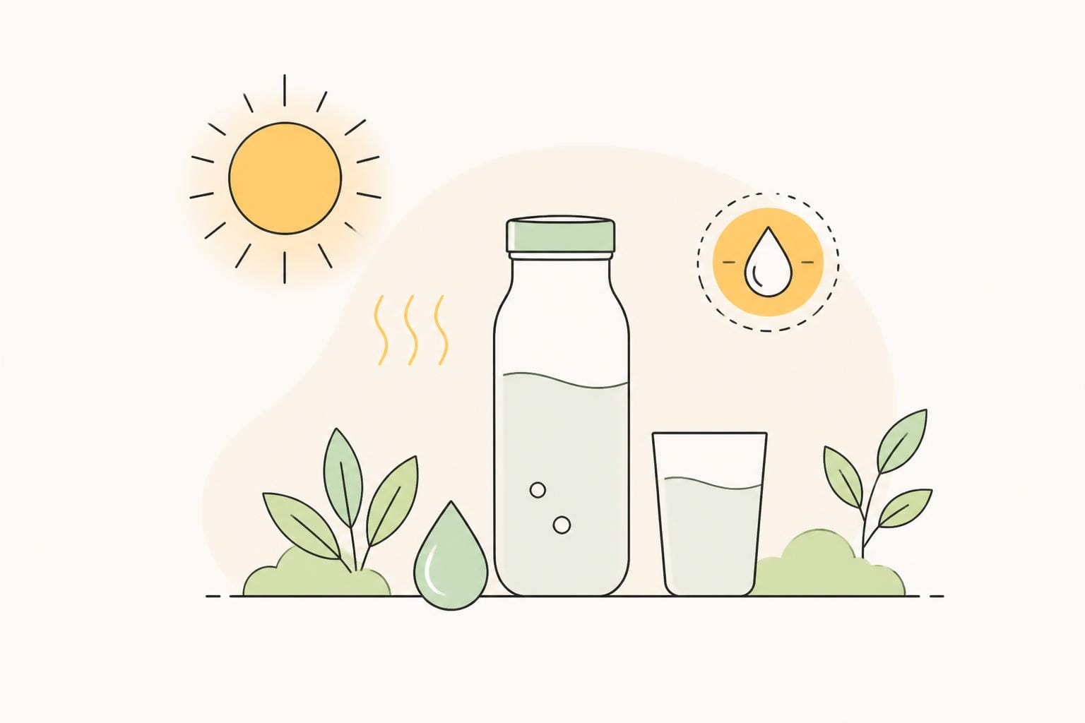 Illustration zum Beitrag: Sommerhitze überall – Flüssigkeitsmangel vorbeugen